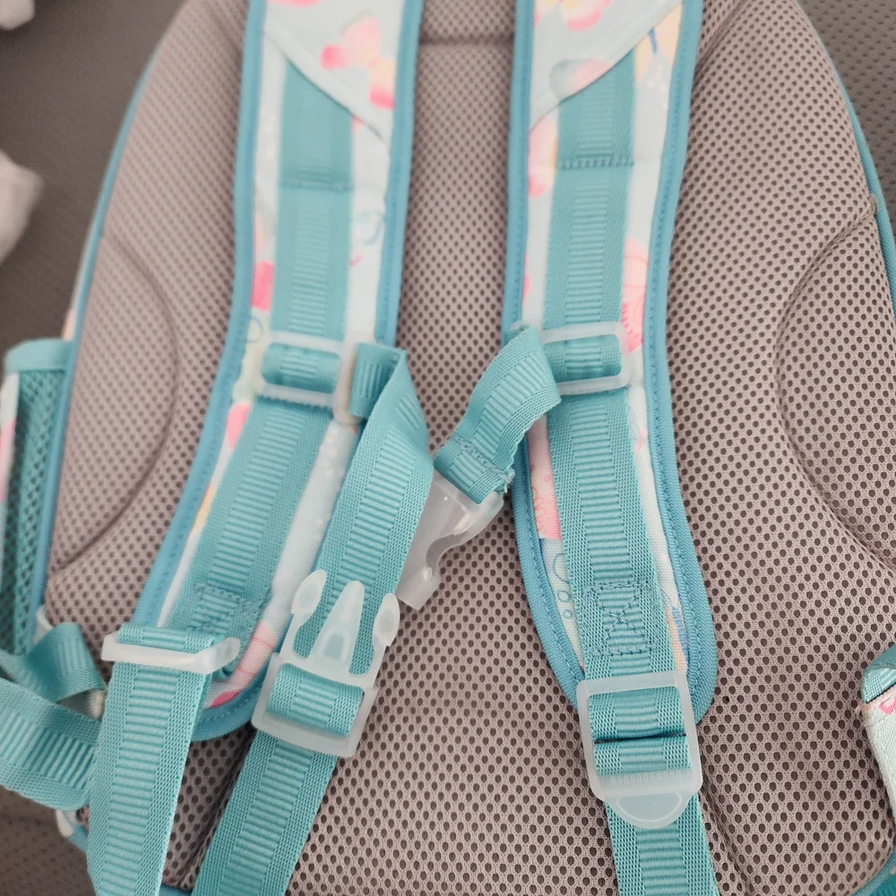 Pottery Barn Kids Blue and Pink Backpack with Butterfly Design